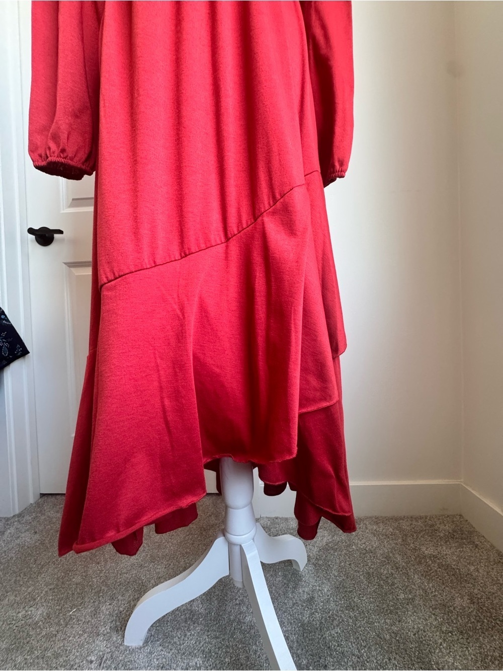 Orange V-Neck Long Sleeve Midi Dress | Maternity Dress - Picture 9 of 10